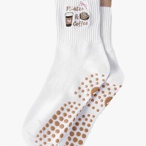 White and Tan Pilates & Coffee Socks